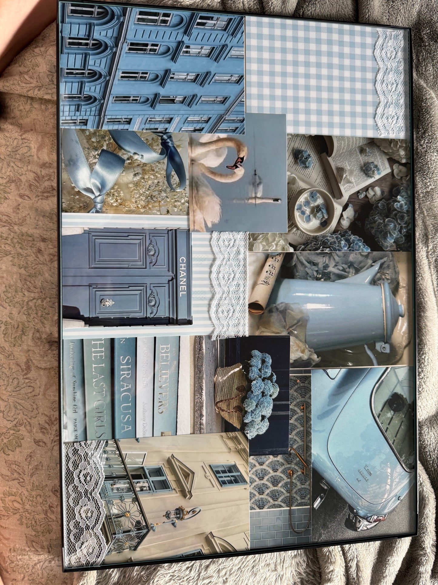 blue bijuo lace collage