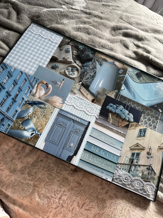 blue bijuo lace collage