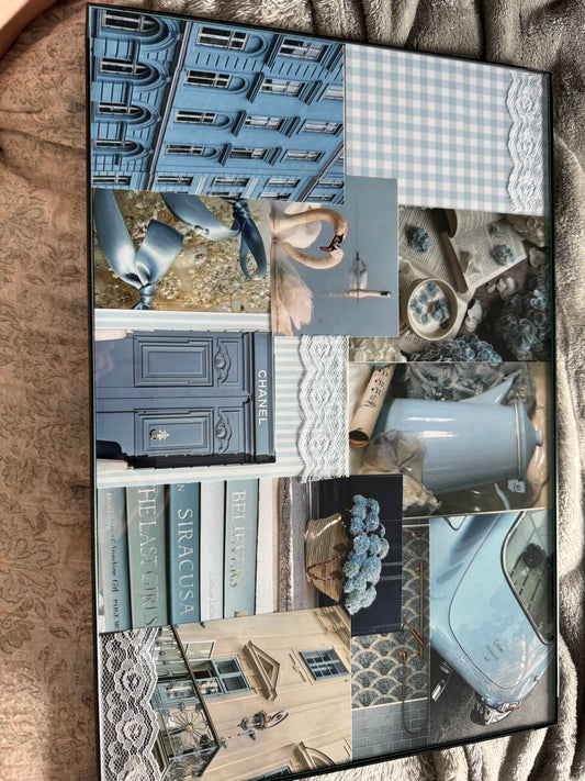 blue bijuo lace collage